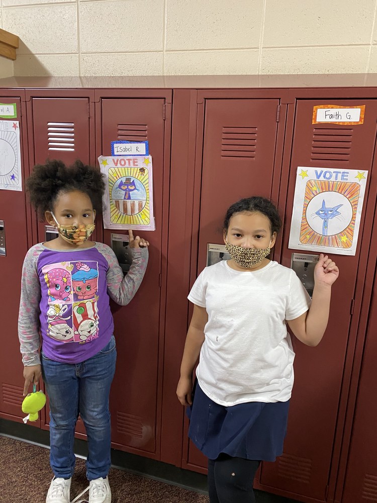 Students Show Off Their Book Character Election Posters