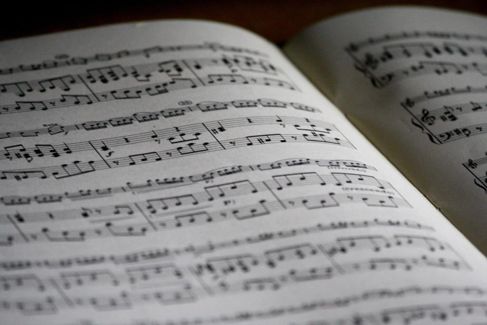 Musical notes in a book