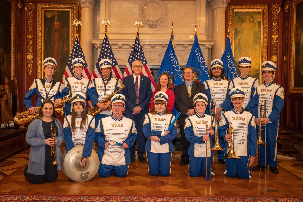 Band performs during Gov. Tony Evers Speech